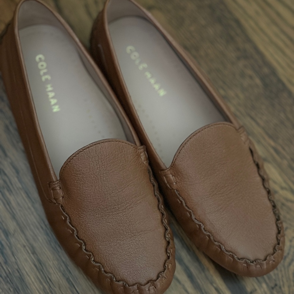 Cole Haan Brown Leather Loafers with Braided Detail